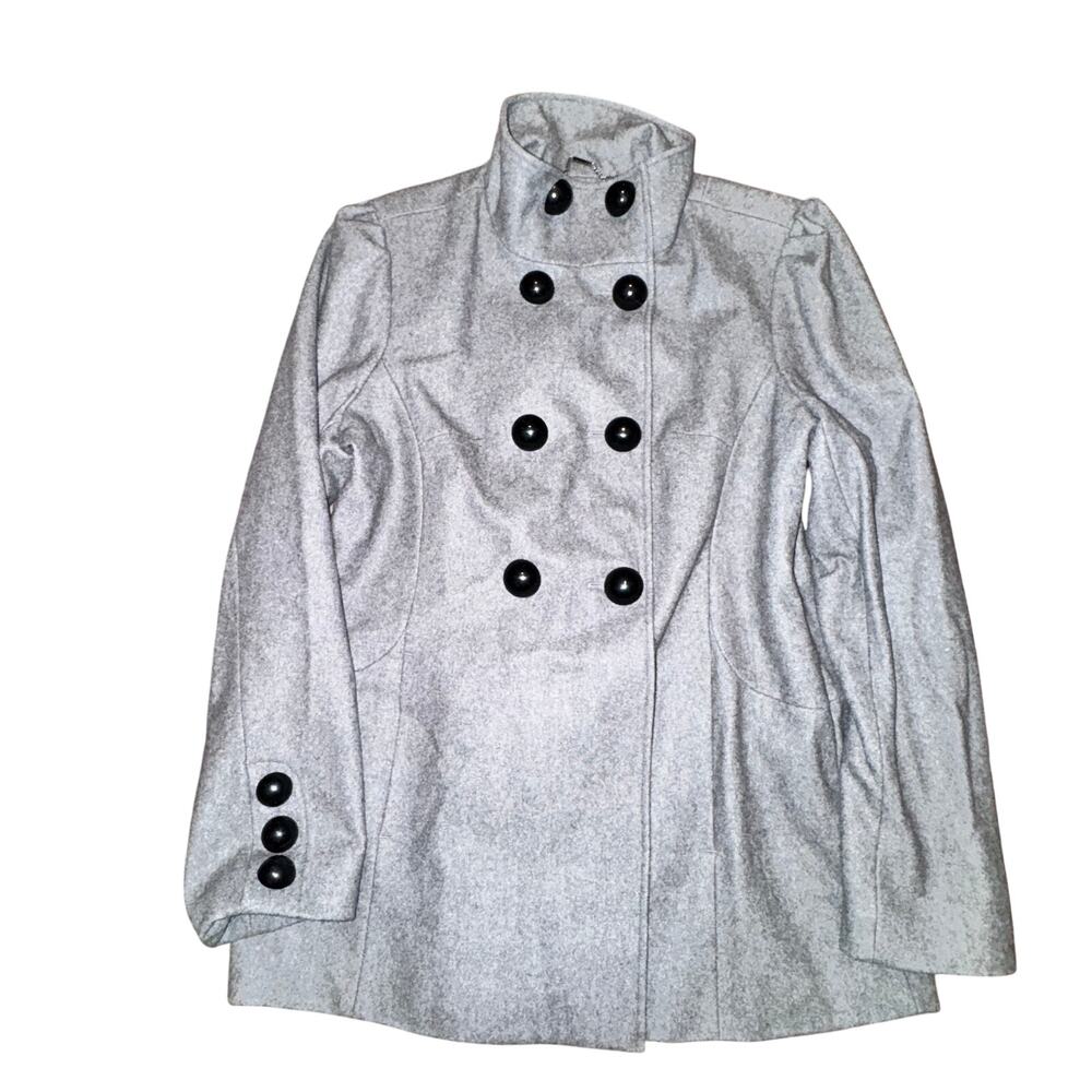 Black Rivet Double Breasted Peacoat Women's Size XL Charcoal Gray Wool Blend